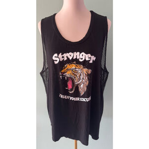 Women's Beachbody Tank Top XL Black Tiger Graphic Sleeveless